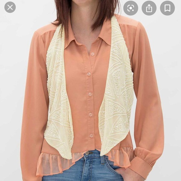 ❤️HP❤️Buckle beaded chiffon,open back vest/top - Picture 3 of 7